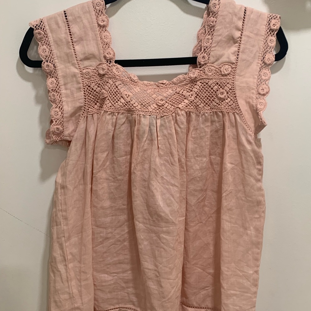 Elie Tahari Blush Pink Lace Accent Blouse - Picture 2 of 5